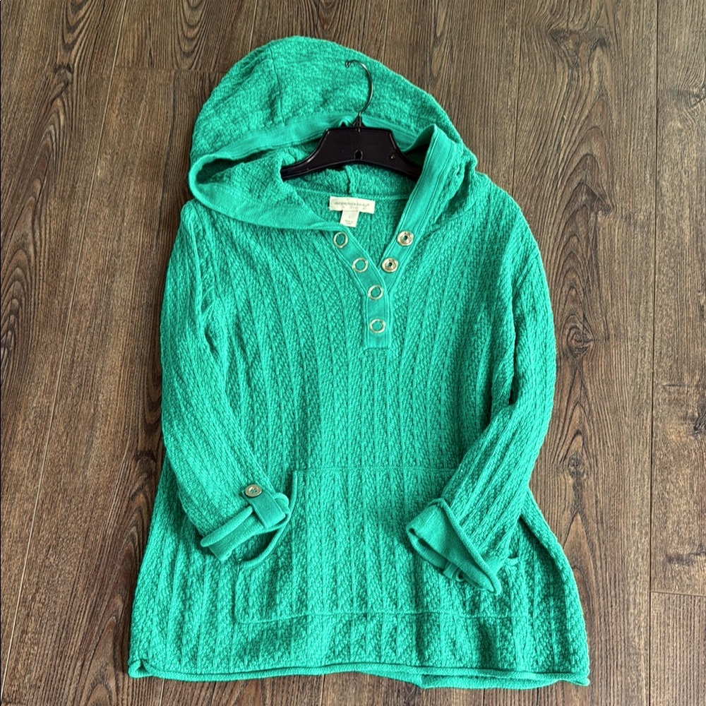 Christopher & Banks Green Hooded Sweater Large